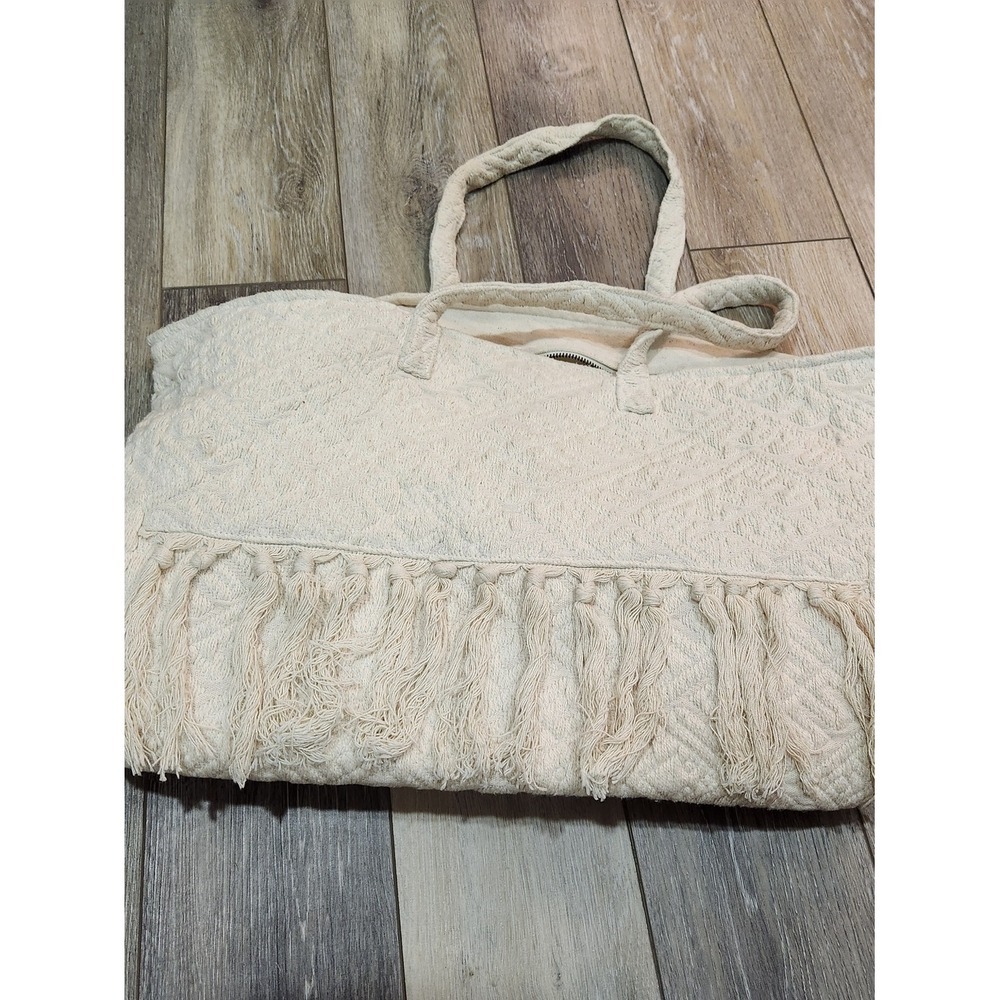 Amuse Society Cream Fringe Boho Tote